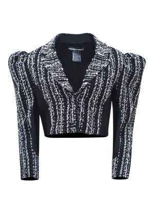 2madison Avenue Multifabric Agnez Wool Black Blazer with Sequince