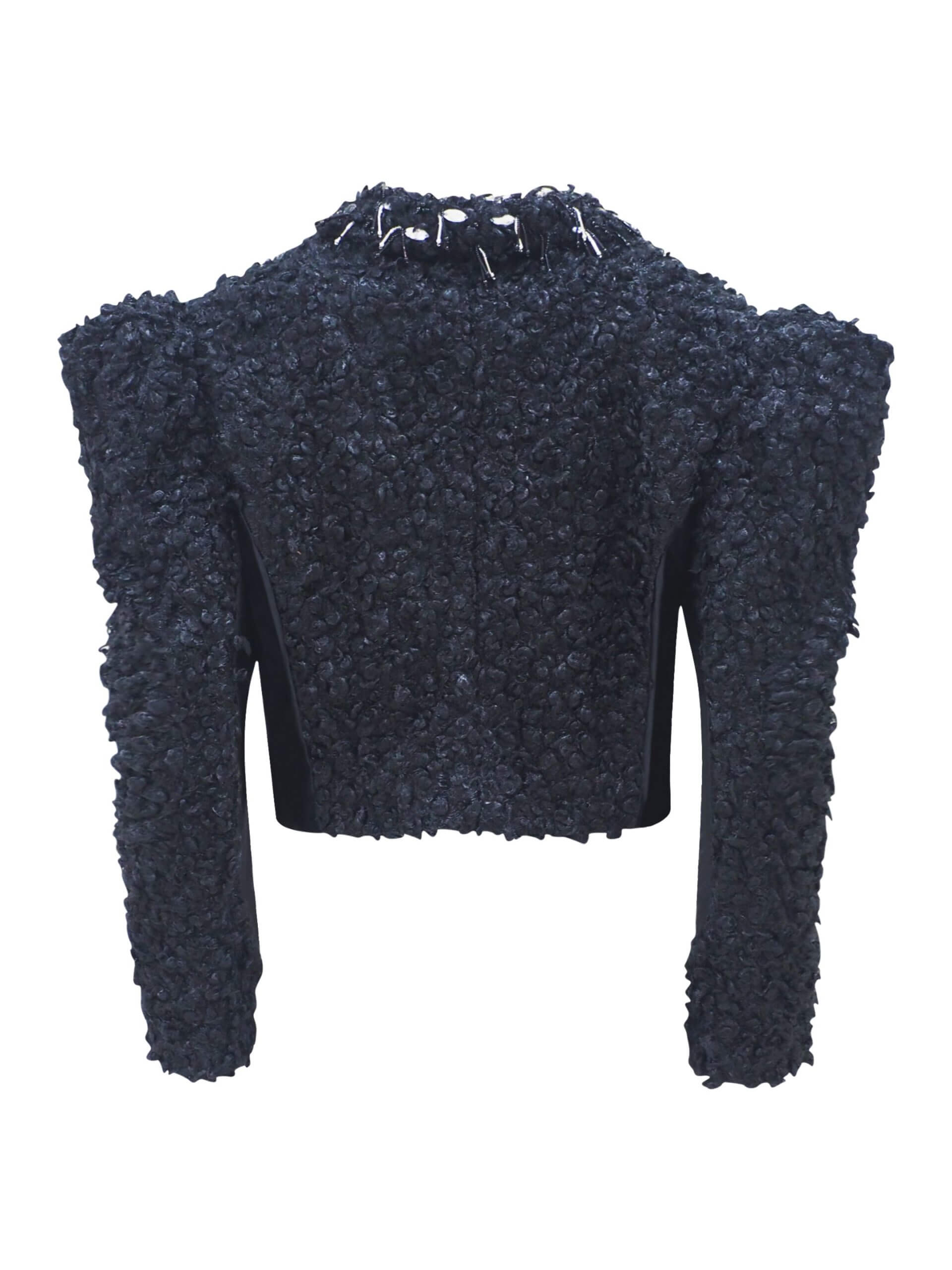 2madison Avenue Agnez Fur Black Blazer with Sequince - Image 3