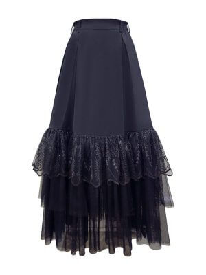 2madison Avenue Signature Black Carrie Lace Long Skirt
