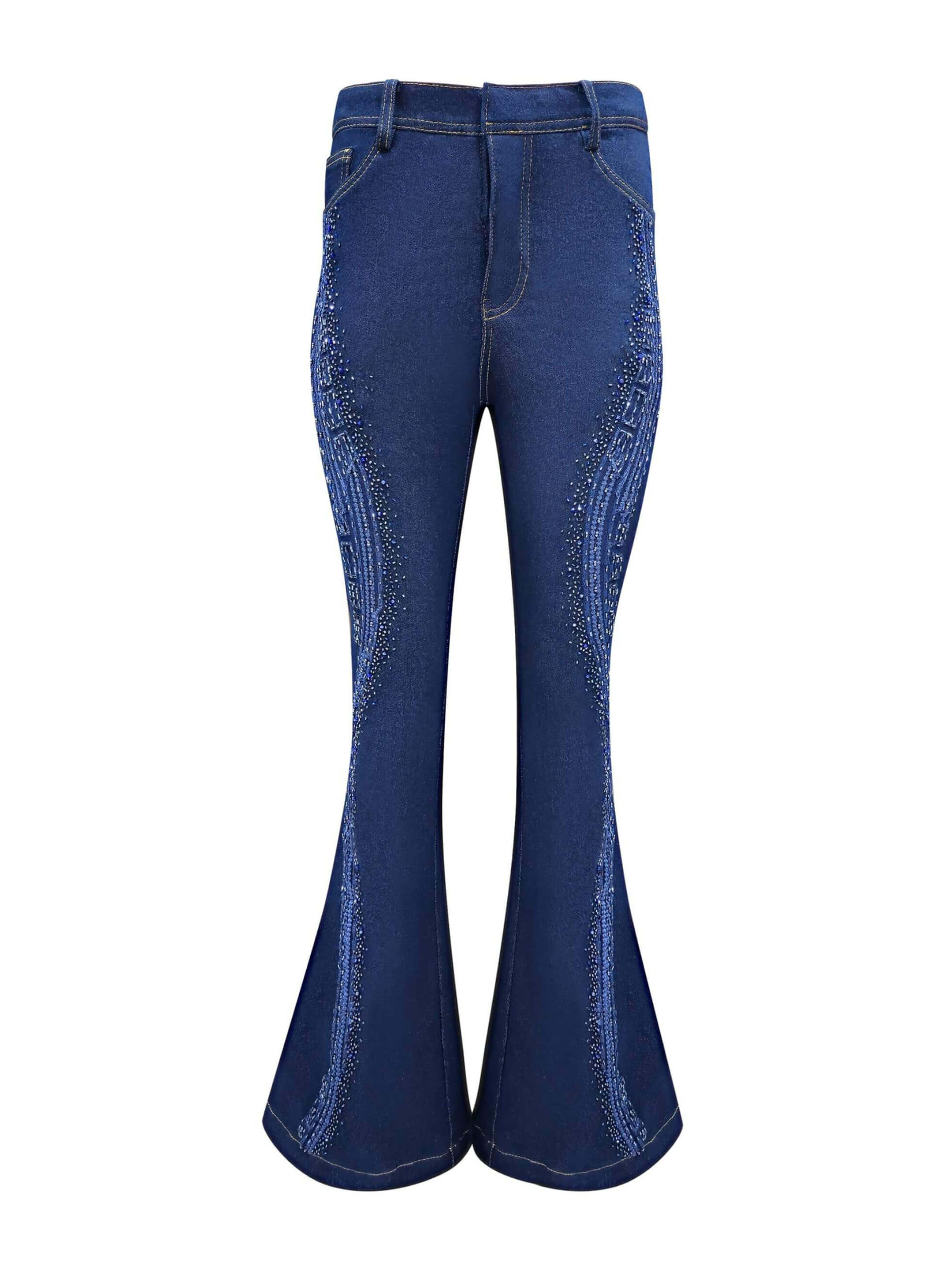 2madison Avenue Timeless Pieces Signature Denim Bell Bottom Pant With Sequin