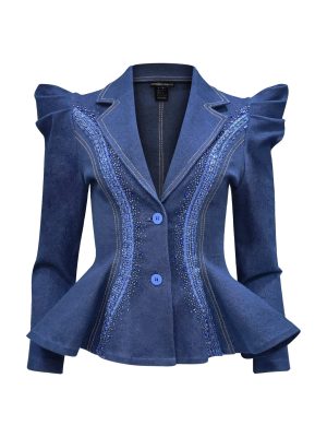 2madison Avenue Signature Denim Samantha Blazer With Sequin