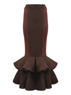 2madison Avenue Bonita Signature Brown Carrie Long Skirt With Flare