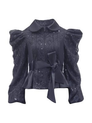 2madison Avenue Signature Black New Miranda Top With Lace Bell Sleeves