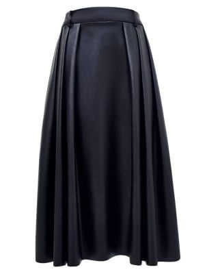 2madison Avenue Signature Black Fancy Ball Medium Skirt In Vegan Leather