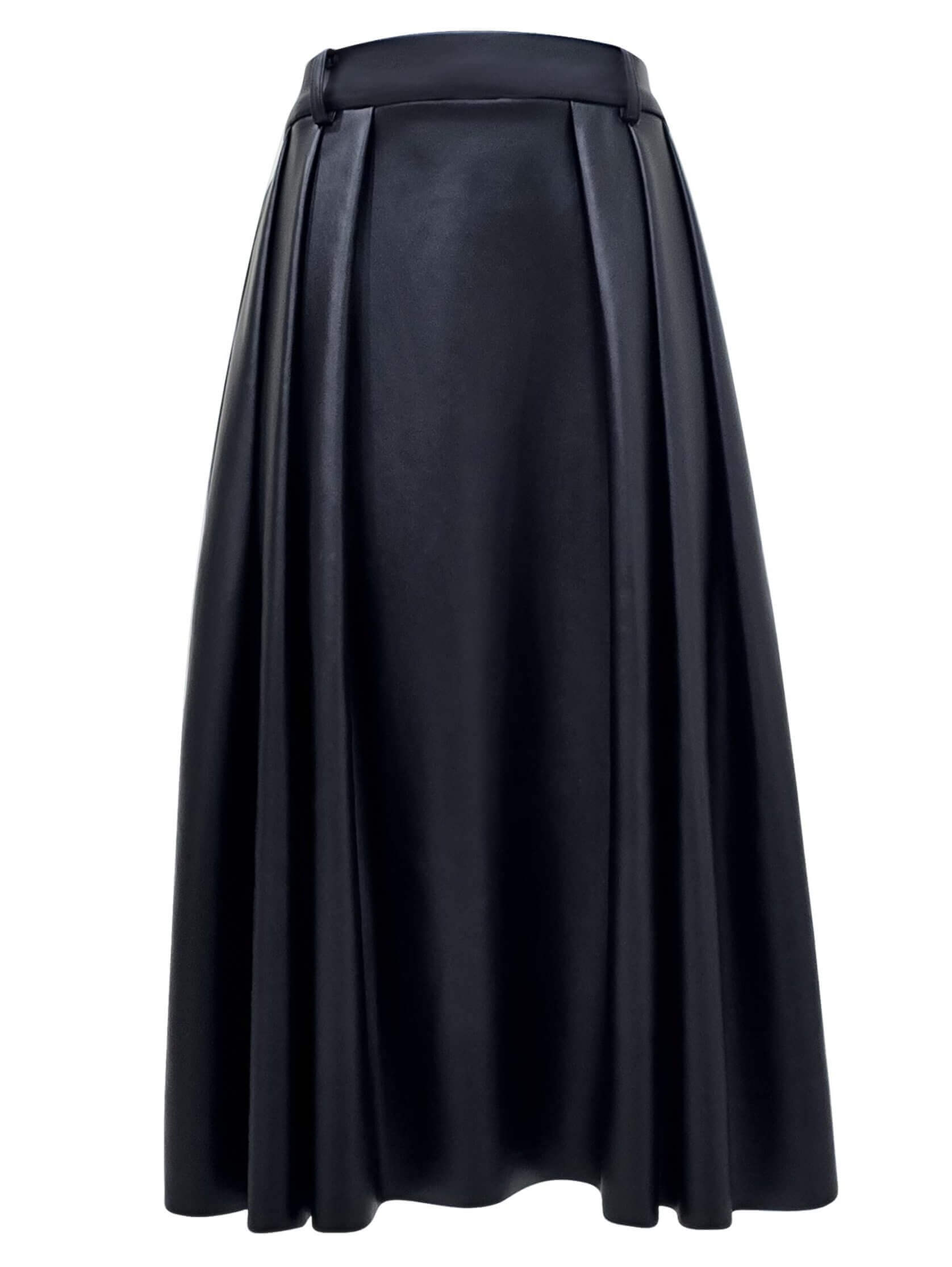 2madison Avenue Signature Black Fancy Ball Medium Skirt In Vegan Leather