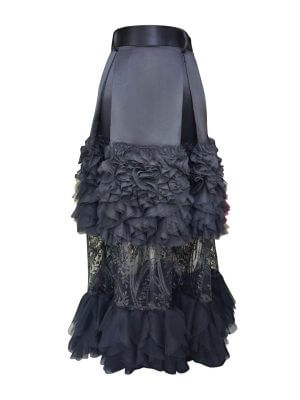 2madison Avenue Signature Black Jennifer Long Ball Tulle Lace Skirt