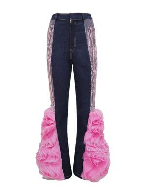 2madison Avenue Timeless Pieces Denim Lydia Pant In Pink Lace
