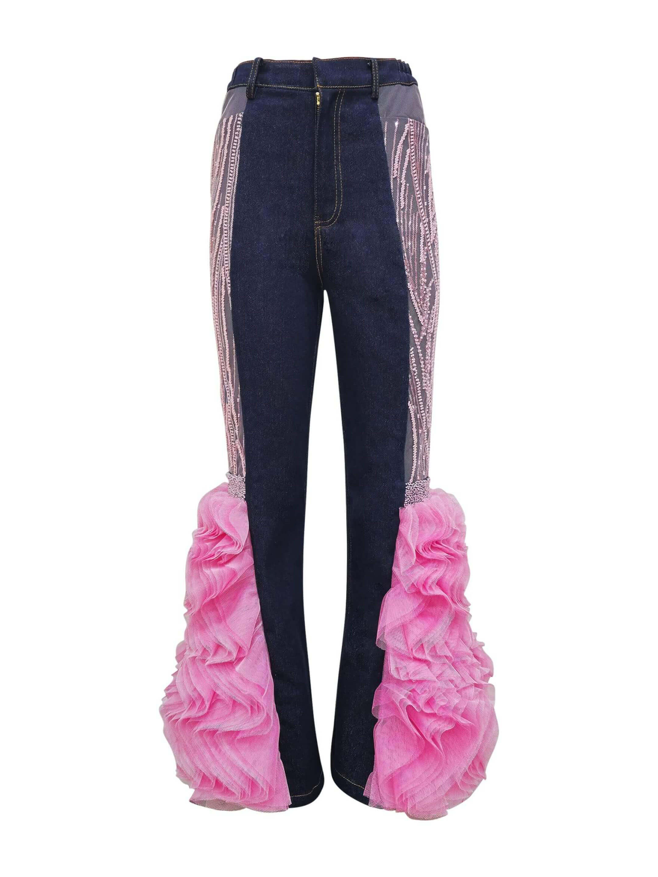 2madison Avenue Timeless Pieces Denim Lydia Pant In Pink Lace