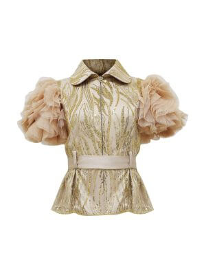 2madison Avenue Mi Vida Signature Gold New Miranda Glam Tulle Top