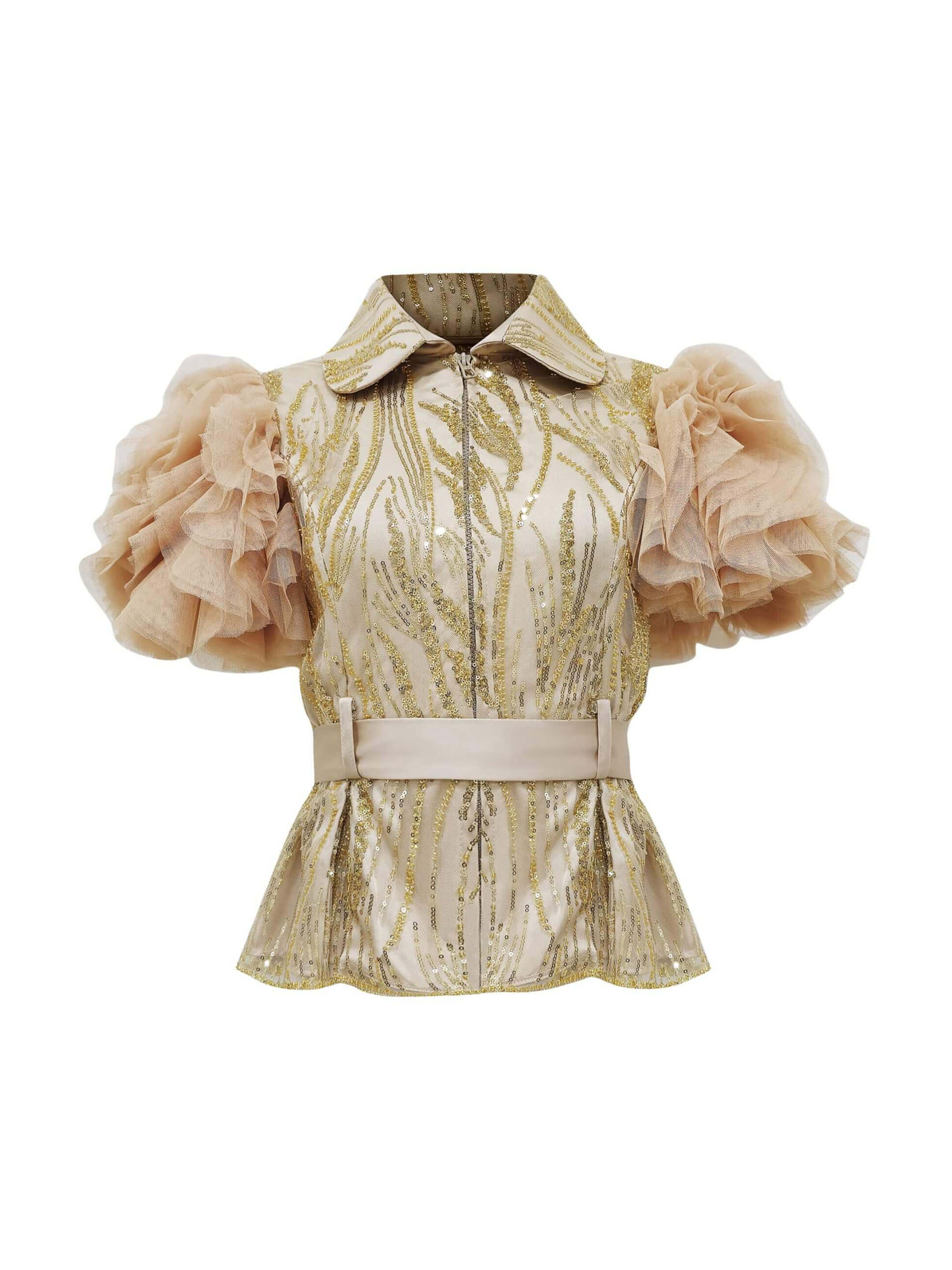 2madison Avenue Mi Vida Signature Gold New Miranda Glam Tulle Top