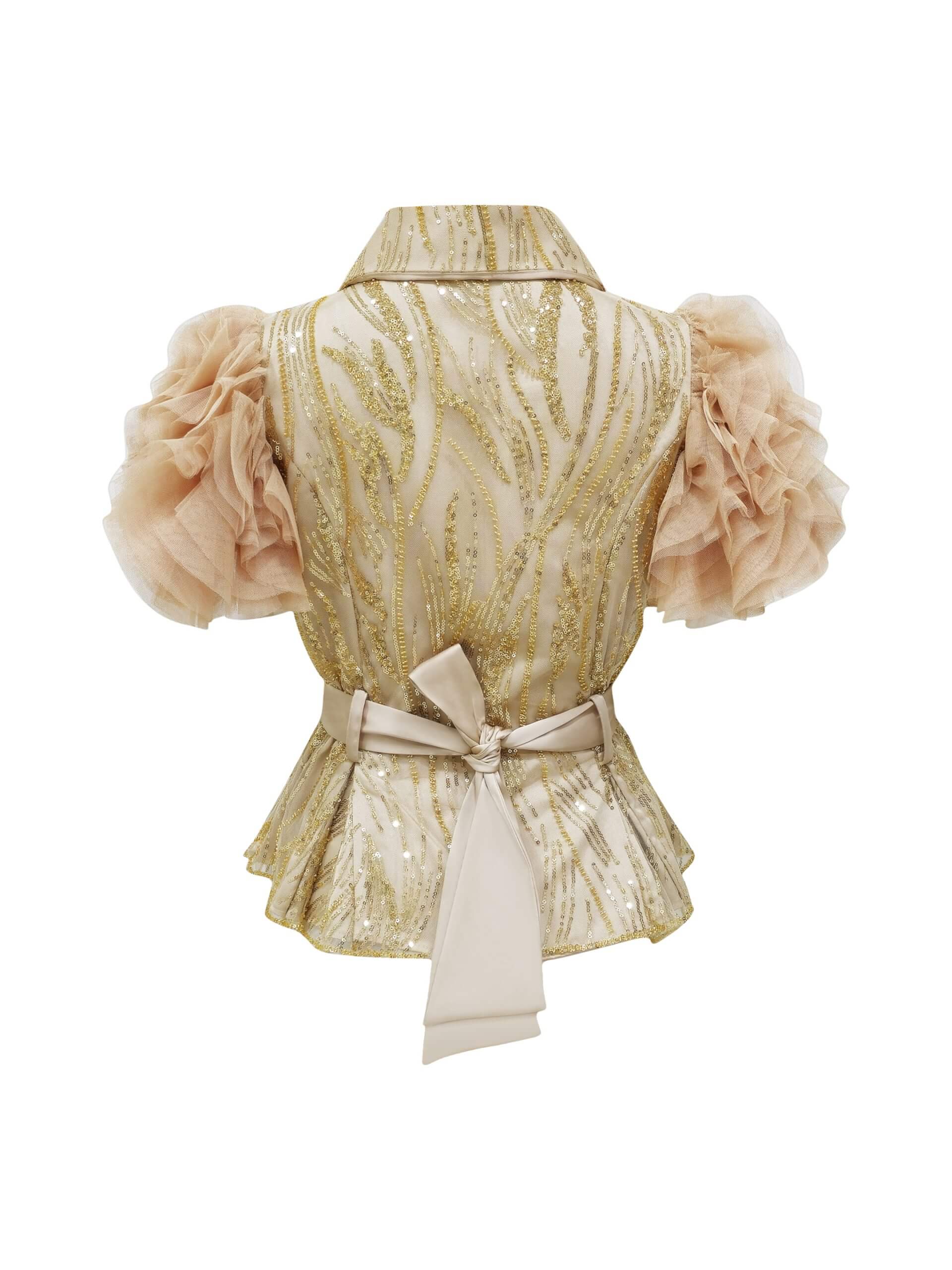 2madison Avenue Mi Vida Signature Gold New Miranda Glam Tulle Top - Image 3