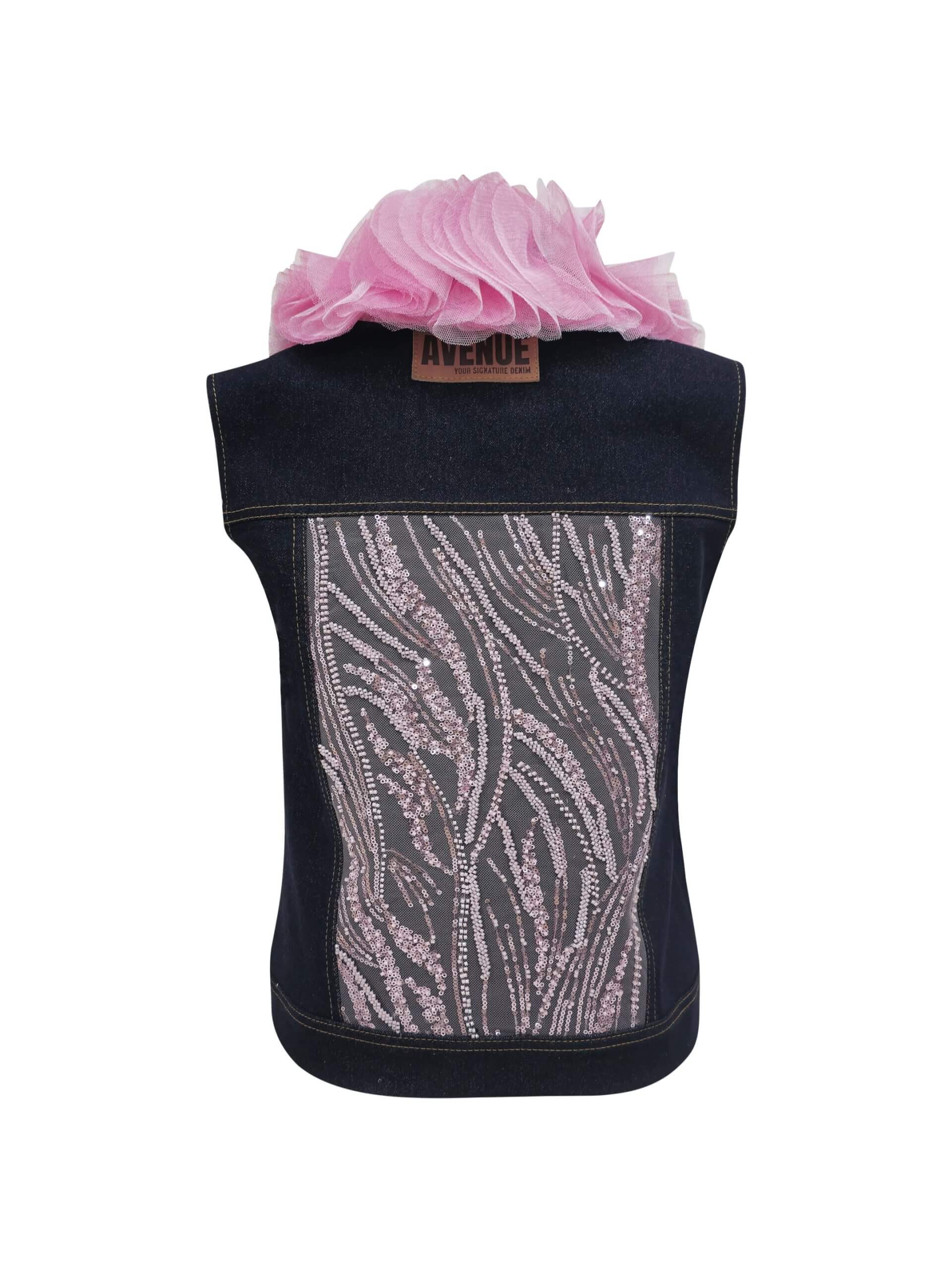 2madison Avenue Timeless Pieces Denim Fancy Vest In Pink Lace - Image 3
