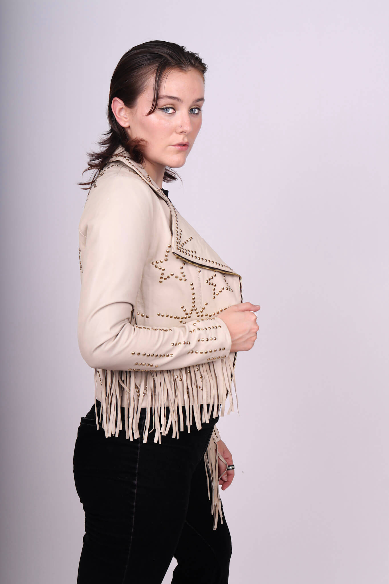 Any Old Iron Ivory/Cream Biker Jacket Jacket/Blazer - Image 10