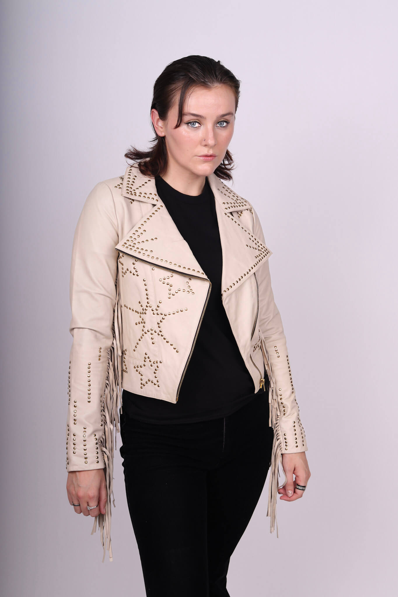 Any Old Iron Ivory/Cream Biker Jacket Jacket/Blazer - Image 11