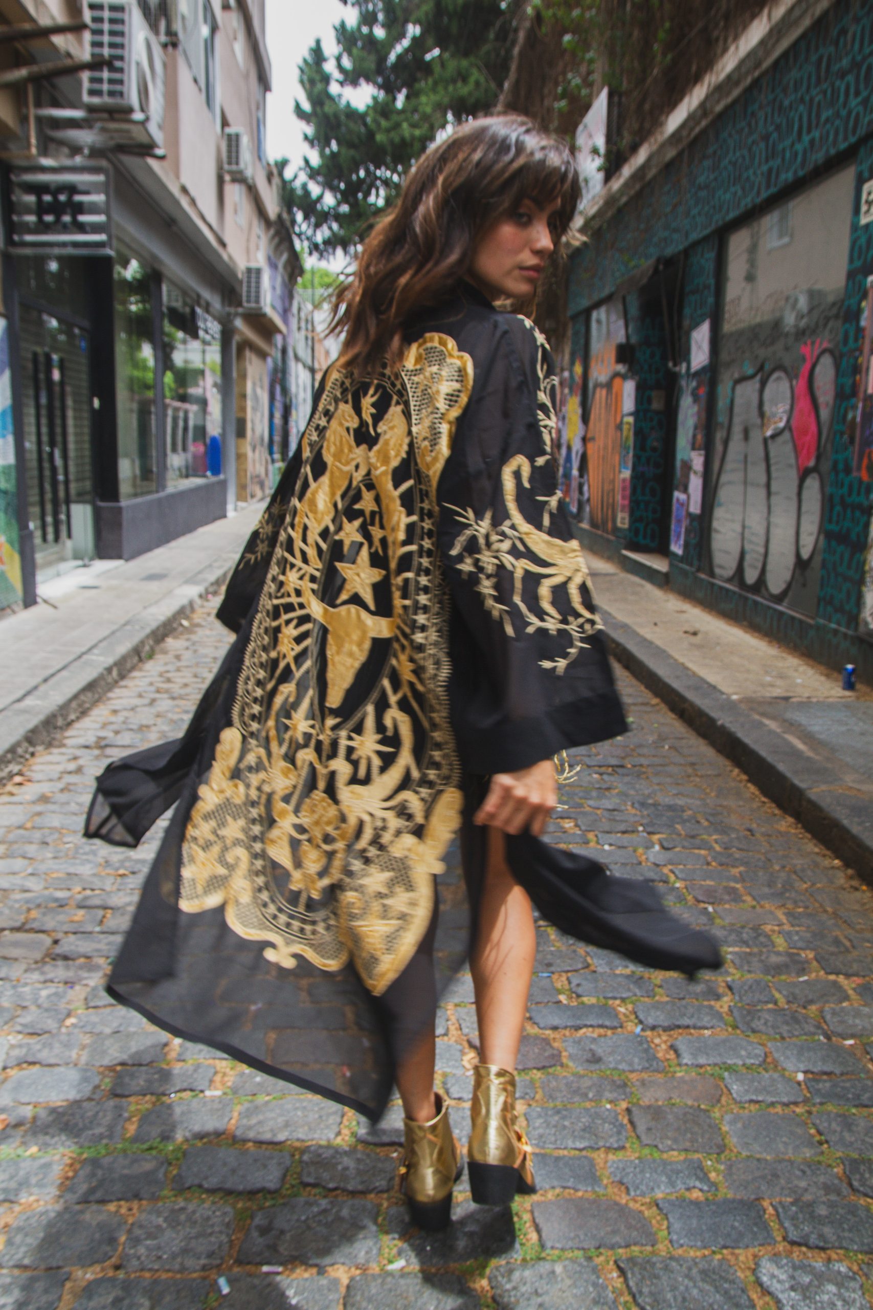Any Old Iron Black Long Coat/Outerwear - Image 8