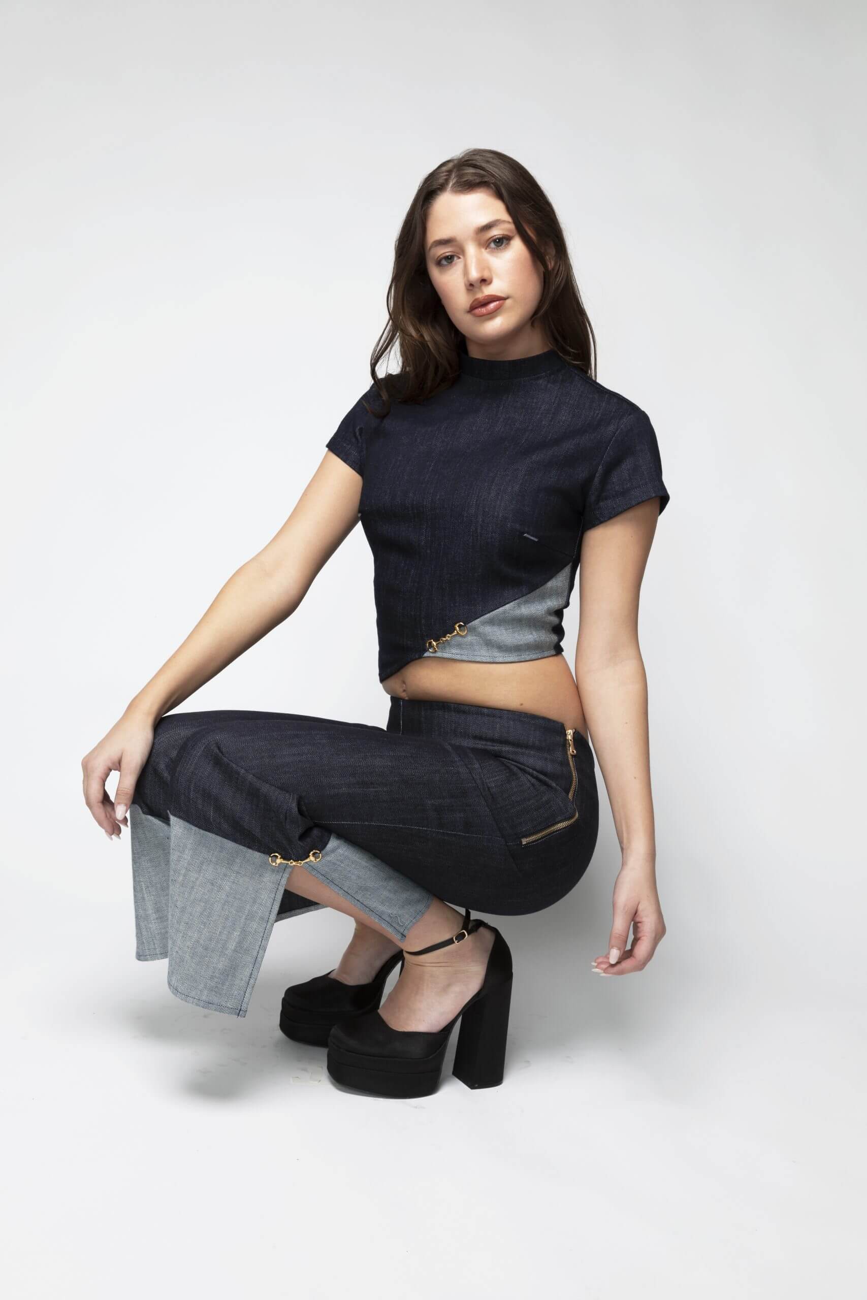 Back Bone Society Blue Cropped Top - Image 3