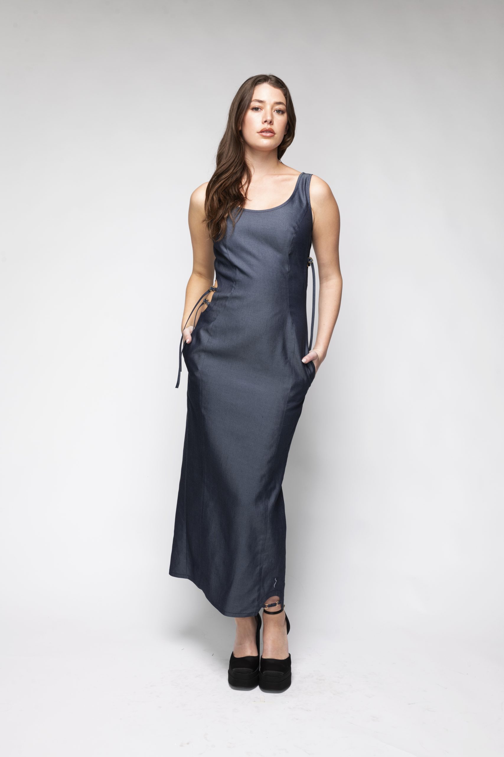 Back Bone Society Blue Casual Dress - Image 3