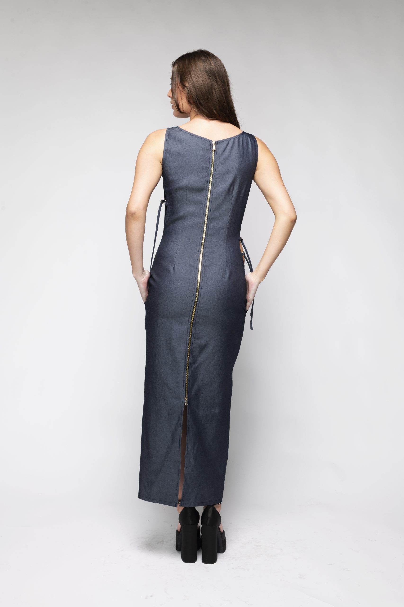 Back Bone Society Blue Casual Dress - Image 4