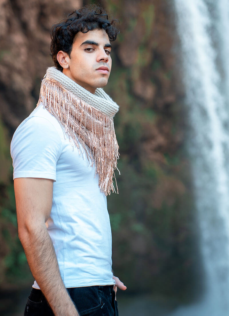 CONSTASY CHAMPAGNE SPARK SEQUIN FRINGE SNOOD - Image 3