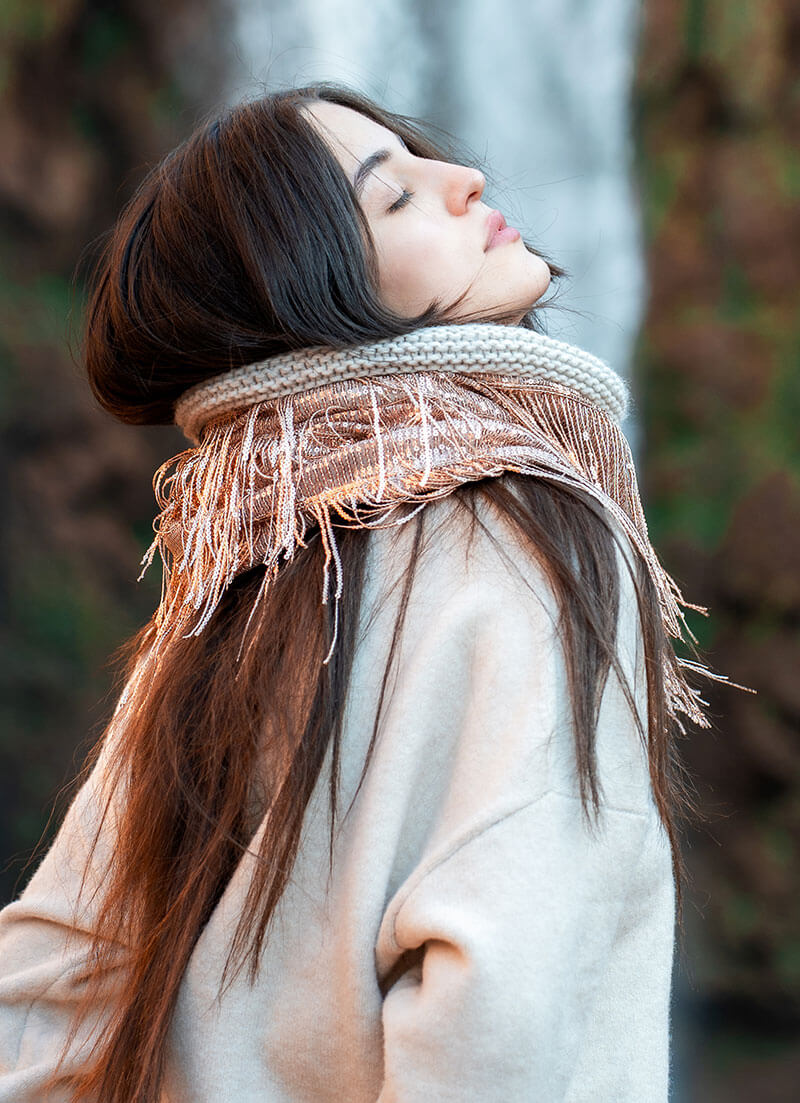 CONSTASY CHAMPAGNE SPARK SEQUIN FRINGE SNOOD - Image 2