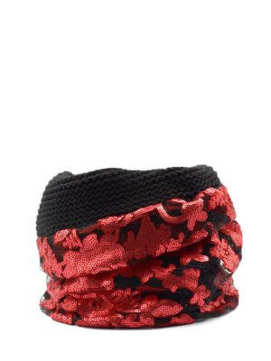 CONSTASY RED BLOSSOM SEQUIN SNOOD