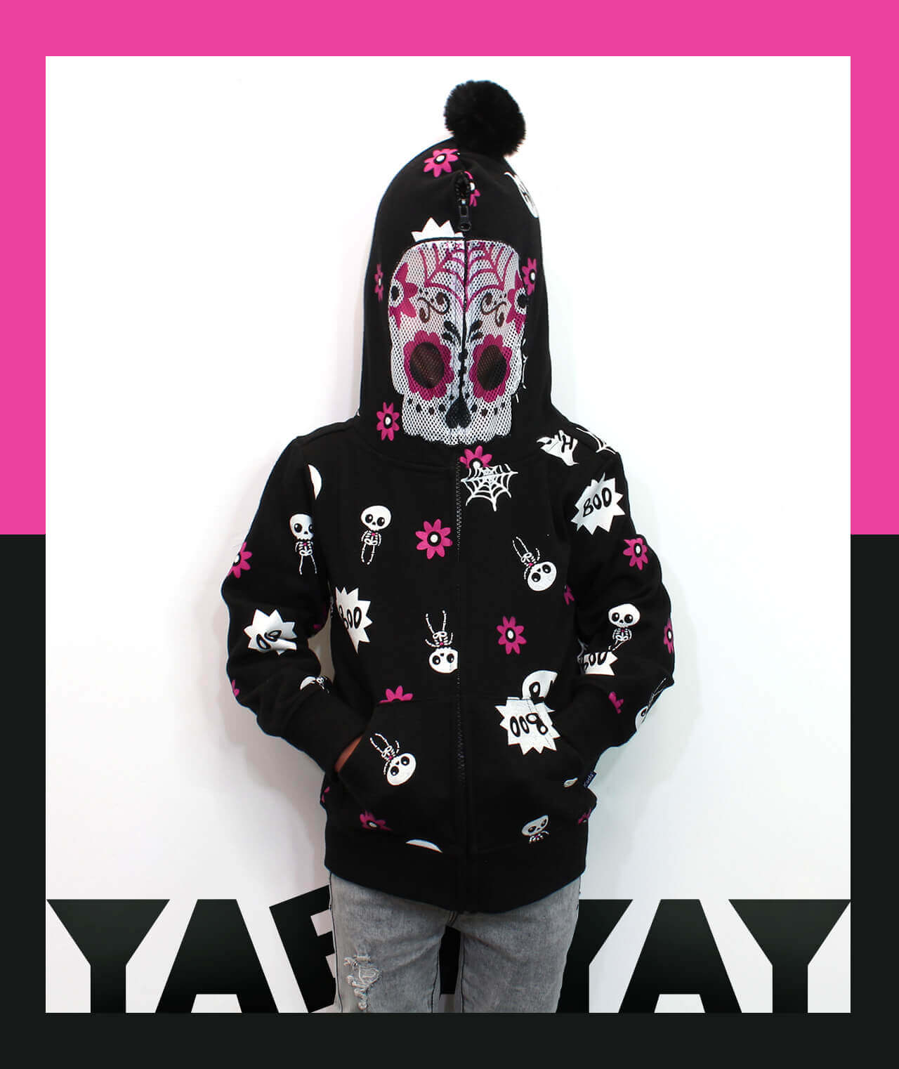 DANIEL SILVERSTAIN x YABAYAY LOS MUERTOS POMPOM HOODIE - Image 6