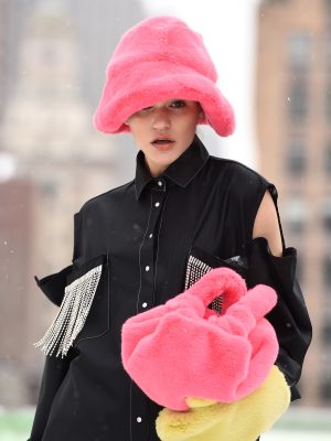 ELENA RUDENKO fur panama hat pink