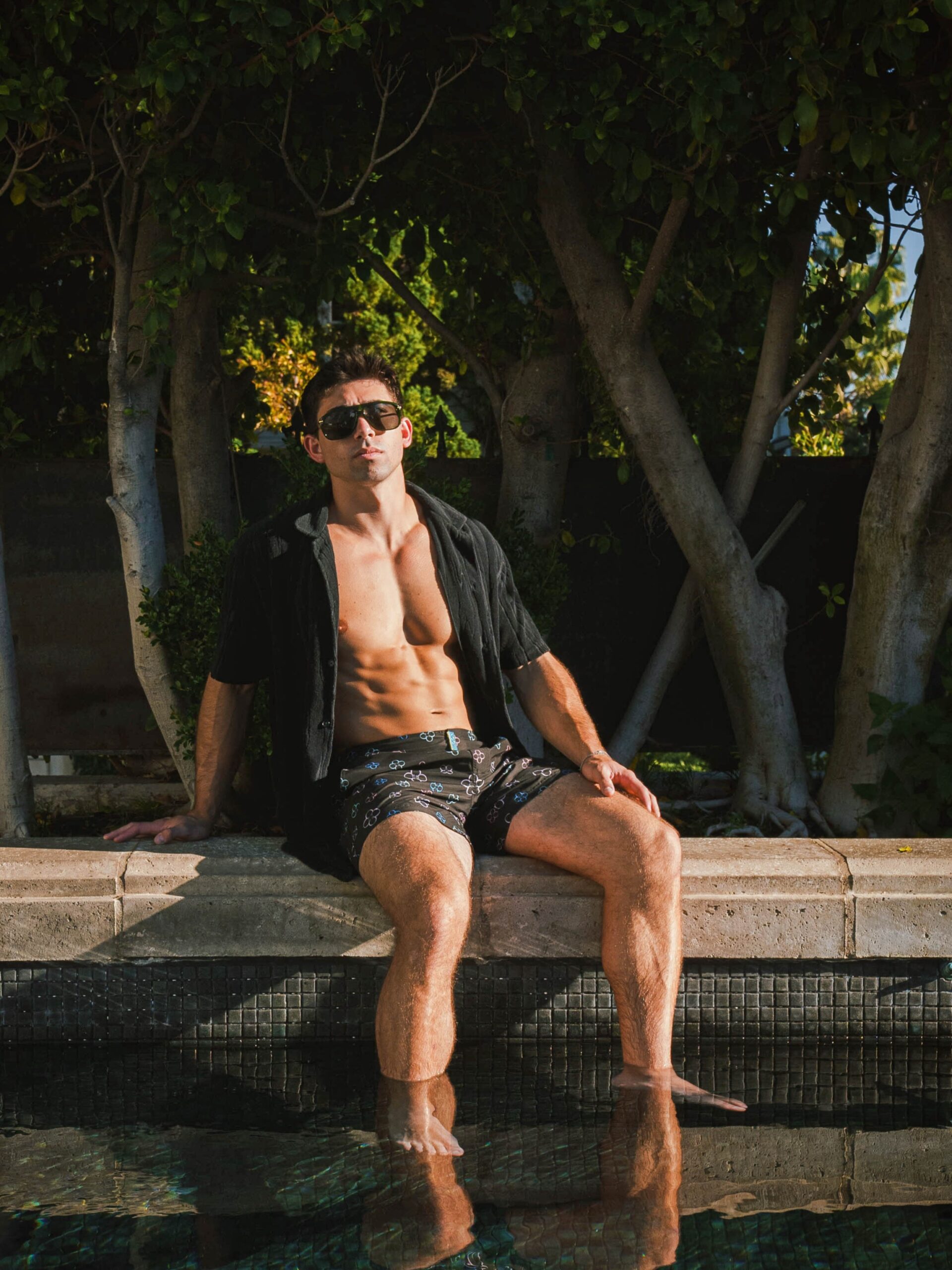ELI NOOR DESIGN Swim Shorts Prince Style In Noir Luxe Fiore Print - Image 3