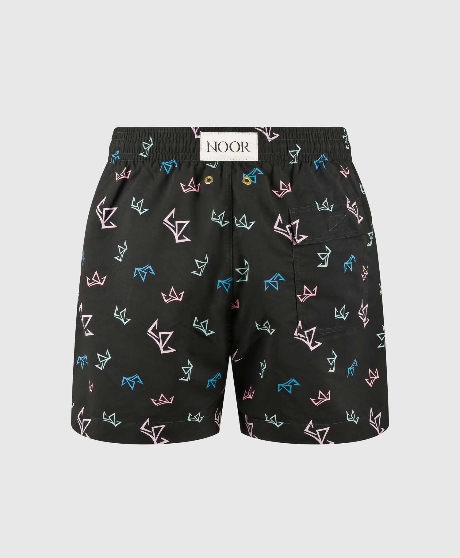 ELI NOOR DESIGN Swim Shorts End Style In Jet Black With Crowns - Image 3
