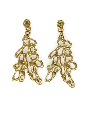 emerald bloom earrings gold plated Sterling silver made by Francisca Rendic FR Art Jewellery Sydney Australia