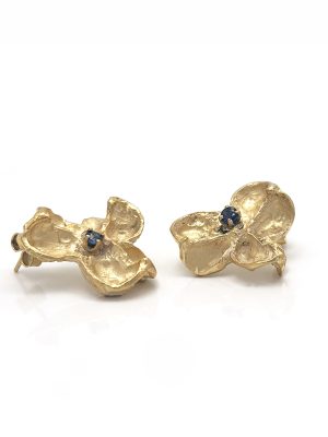 flindersia earrings gold plated emerald Sterling silver made by Francisca Rendic FR Art Jewellery Sydney Australia