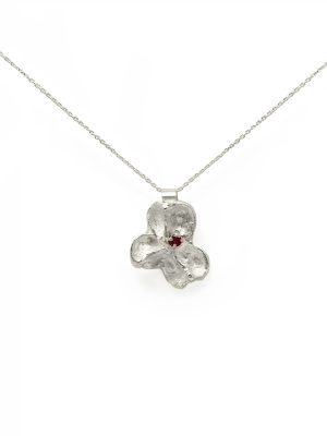 Flindersia necklace with ruby Sterling silver made by Francisca Rendic FR Art Jewellery Sydney Australia