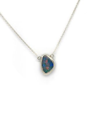 black opal necklace in Sterling silver made by Francisca Rendic FR Art Jewellery Sydney Australia