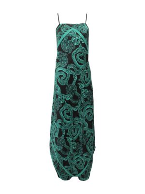MONZLAPUR Animal Print Green Evening Dress