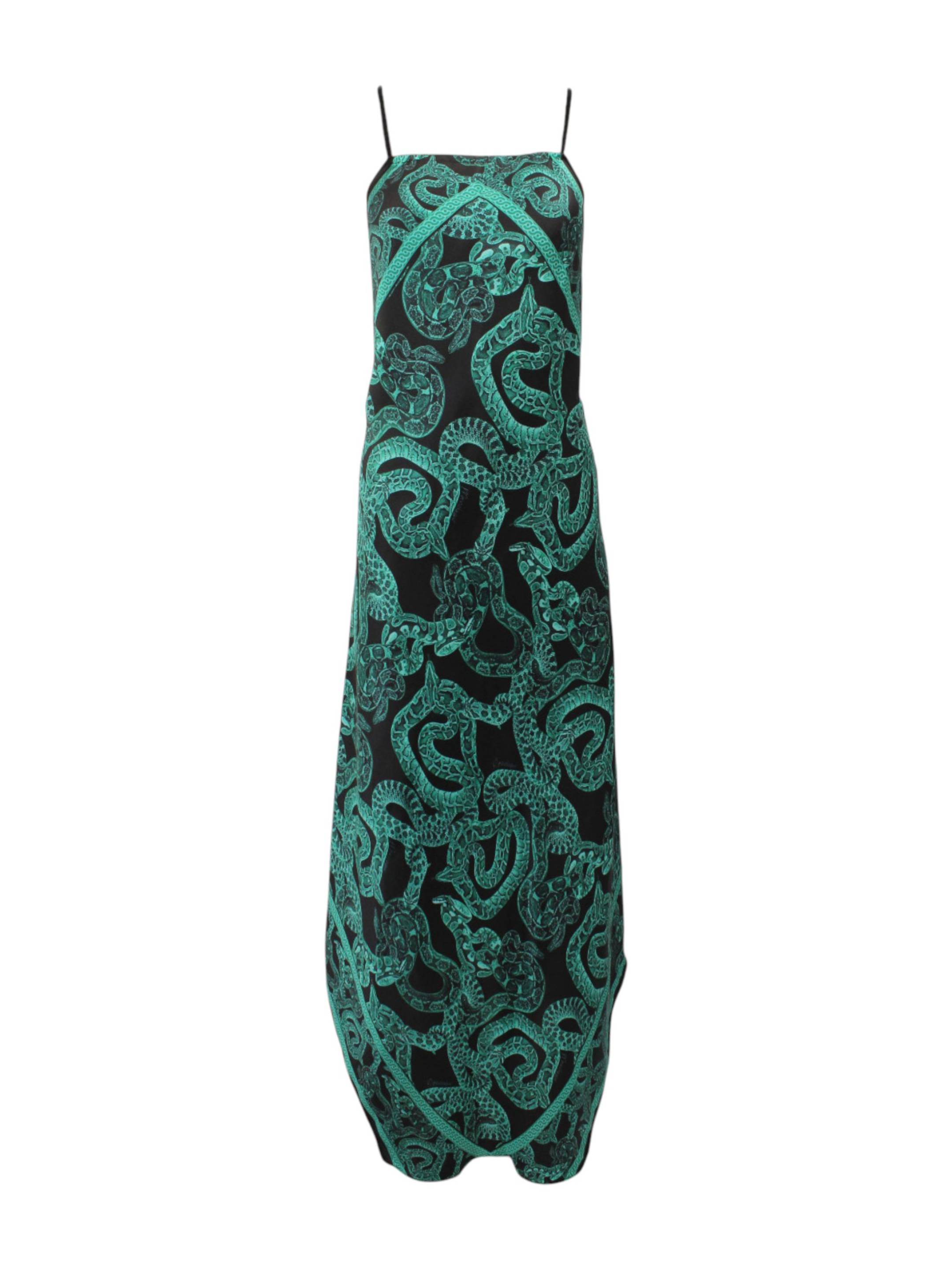 MONZLAPUR Animal Print Green Evening Dress