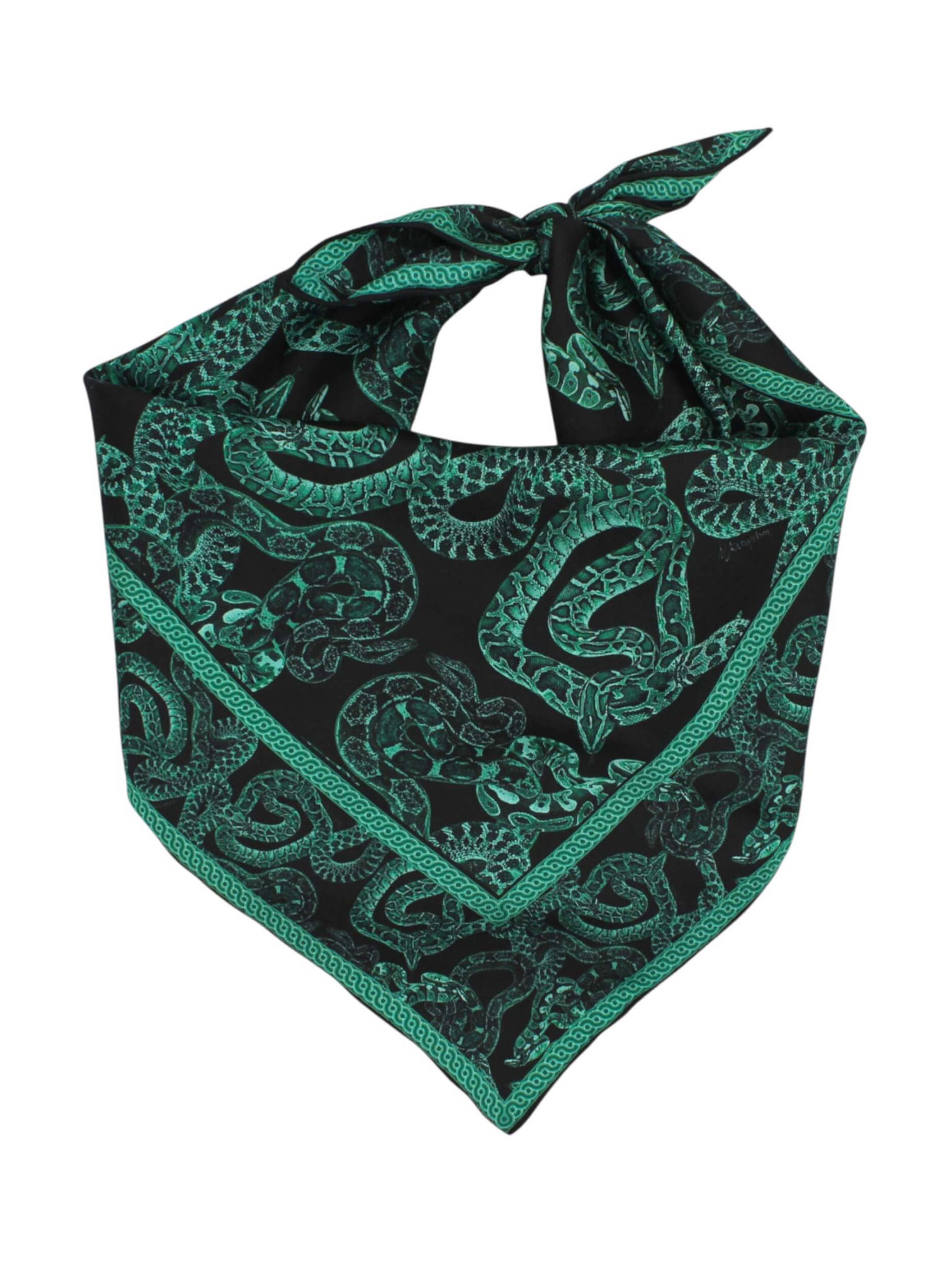 MONZLAPUR Animal Print Silk Scarf Green