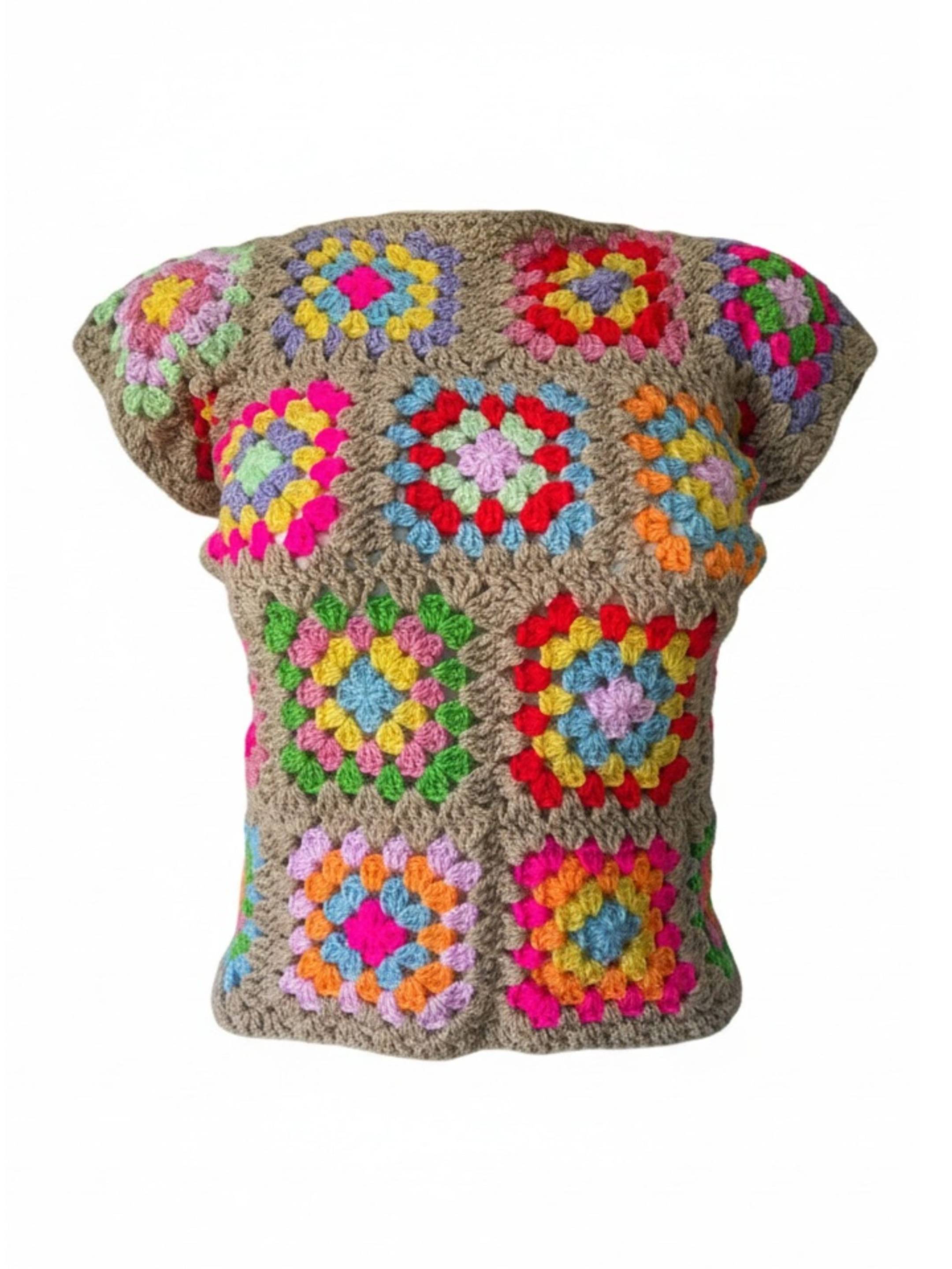 Rainbowdropz Tan/Beige Short Sleeve Top