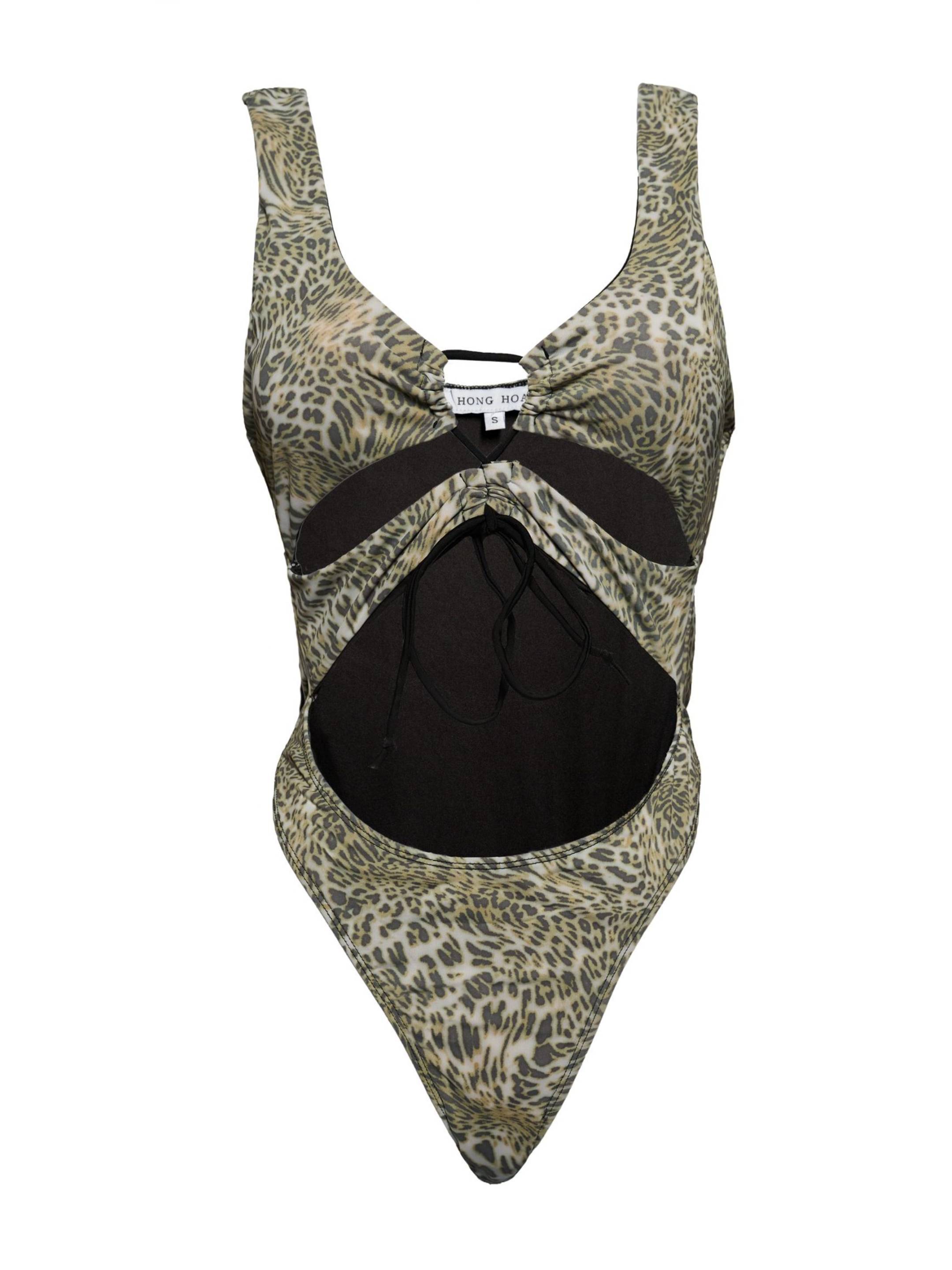 Hong Hoa Leopard Cut Out One-Piece Swimwear