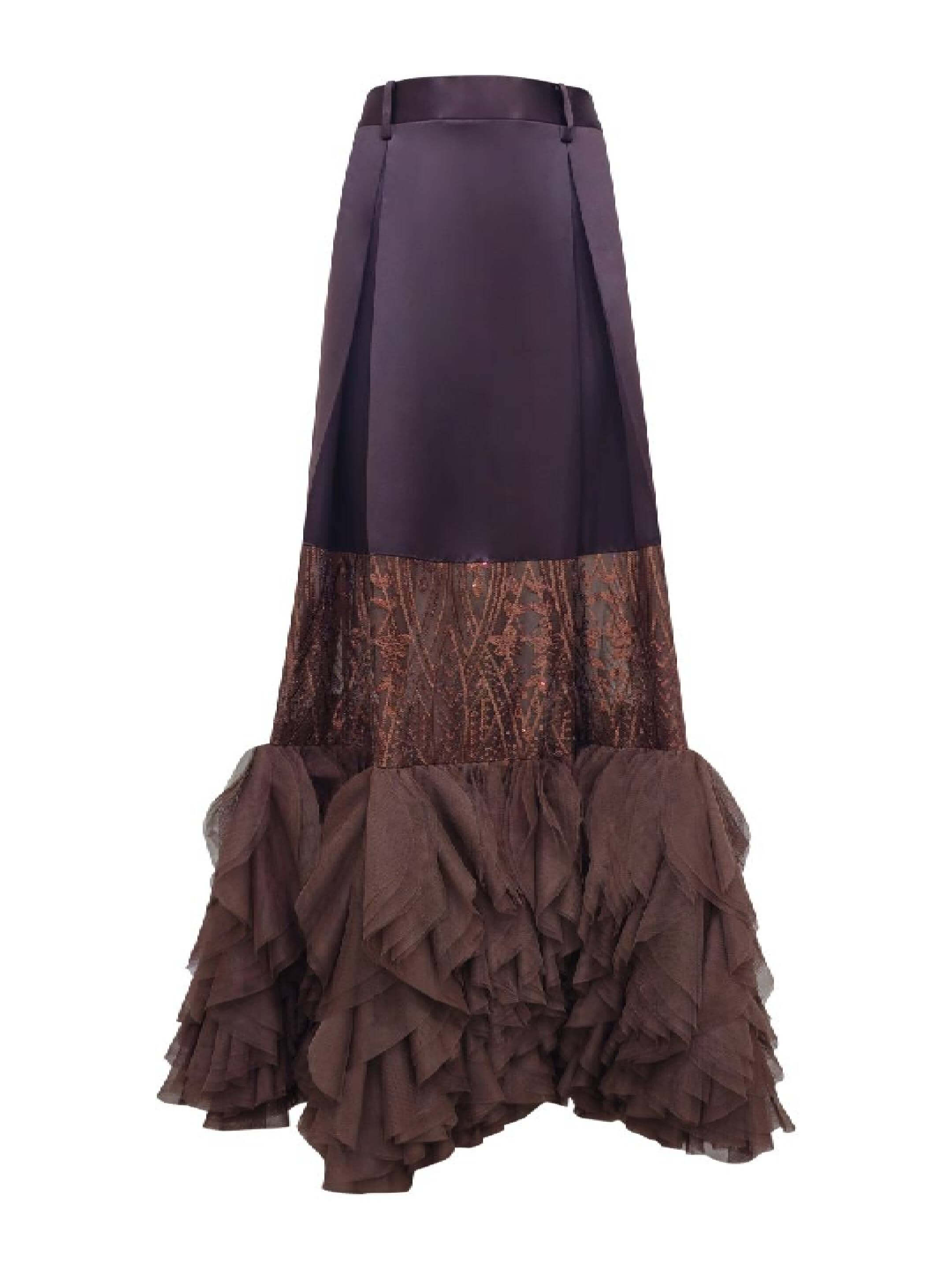 2madison Avenue Bonita Signature Brown Jennifer Long Skirt With Tulle