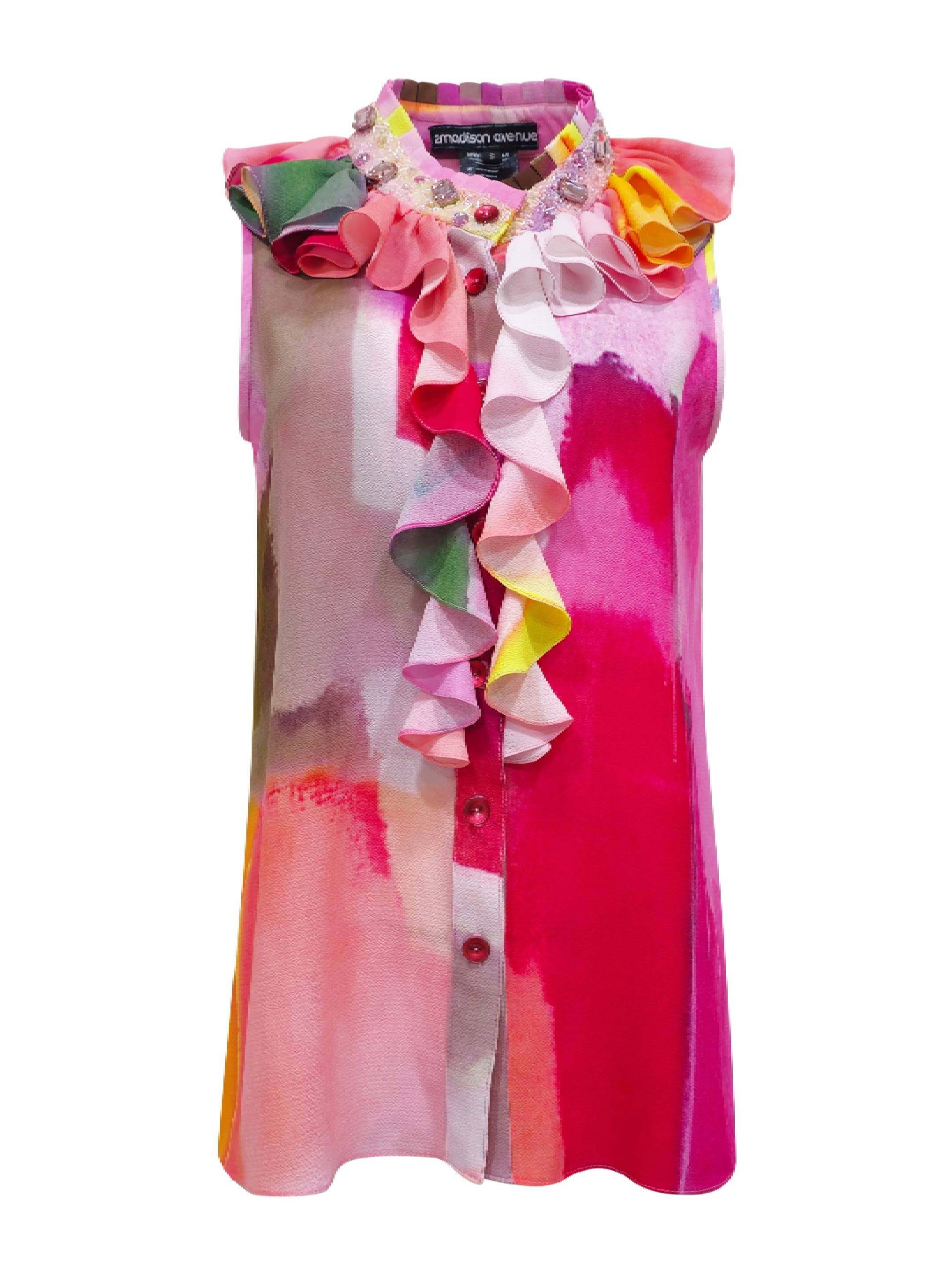2madison Avenue Bonita AP Pink New Romantic Sleveeles Pink Top