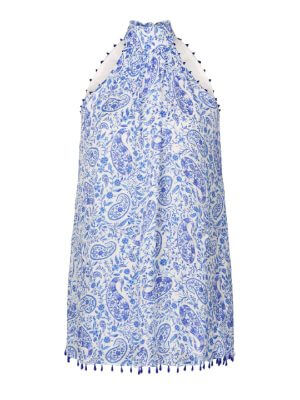 Silai The Label Blue And White Halter Dress