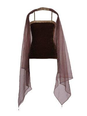 Silai The Label Brown Velvet Strapless Top