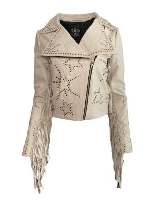 Any Old Iron Ivory/Cream Biker Jacket Jacket/Blazer