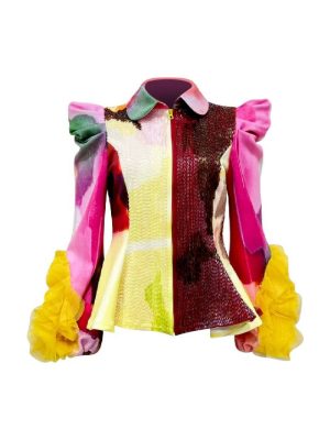 2madison Avenue Bonita AP Brown Yellow Miranda Top With Tulle