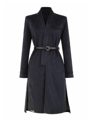 NEON RABBIT Black Knee Length Coat/Outerwear