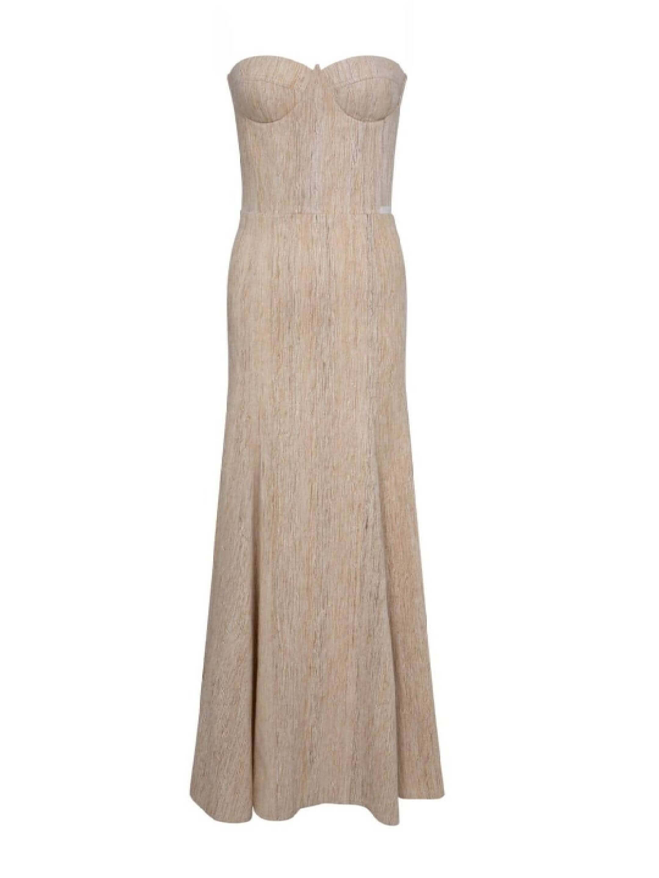 Deuniq Ivory/Cream Gown Dress with Cape