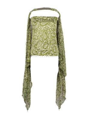 Silai The Label Green Floral Print Strapless Top