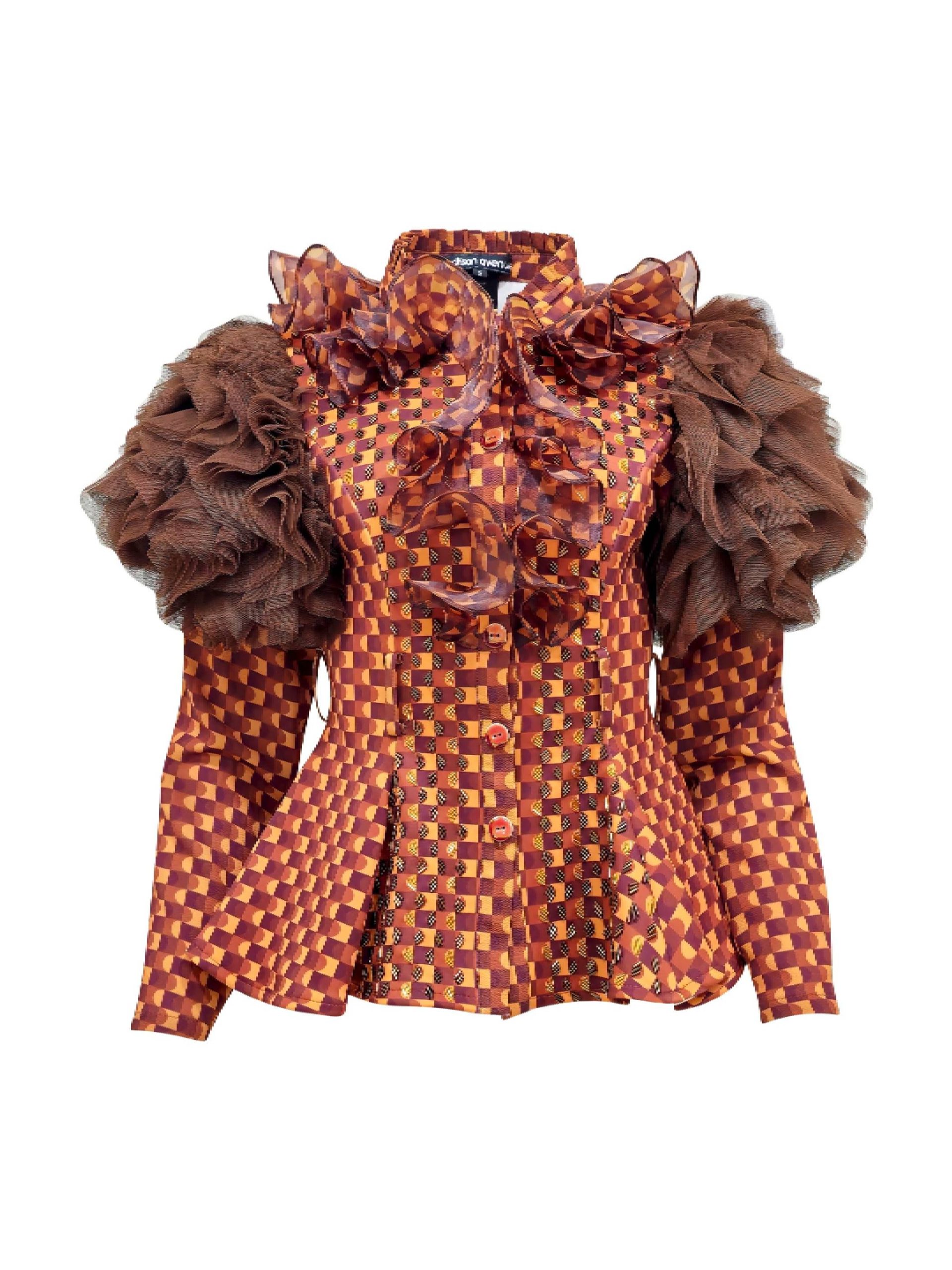 2madison Avenue BonitaGo Brown New Miranda Glam Tulle Top