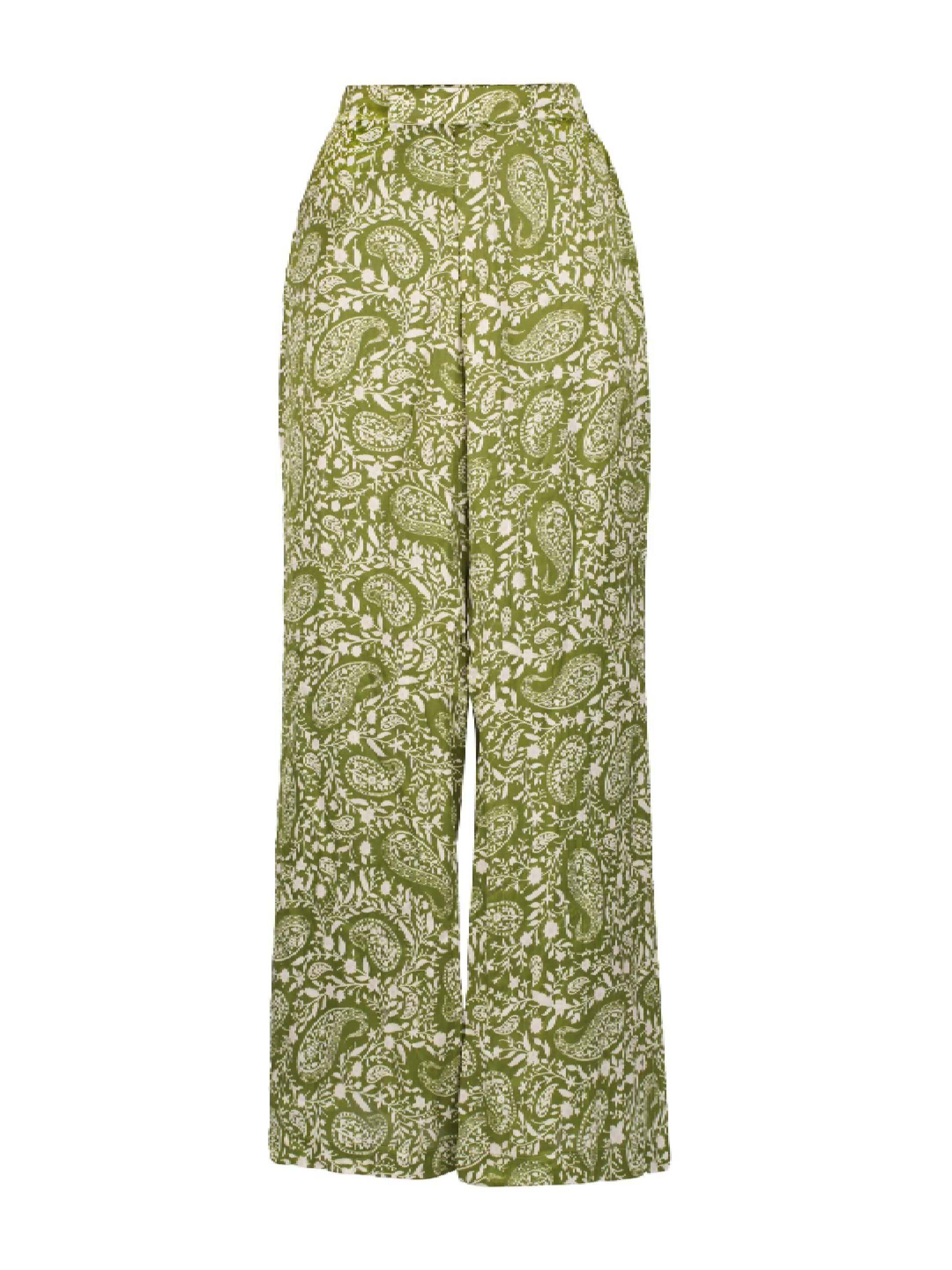 Silai The Label Green High Rise Straight Leg Pants