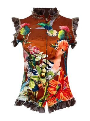 2madison Avenue Bonita CP Brown Sleeveless Romantic Top